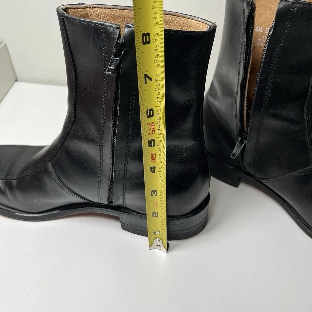 Executive Imperial Side Zip Boots Mens 6.5 Black Leather Apron Toe Ankle Classic